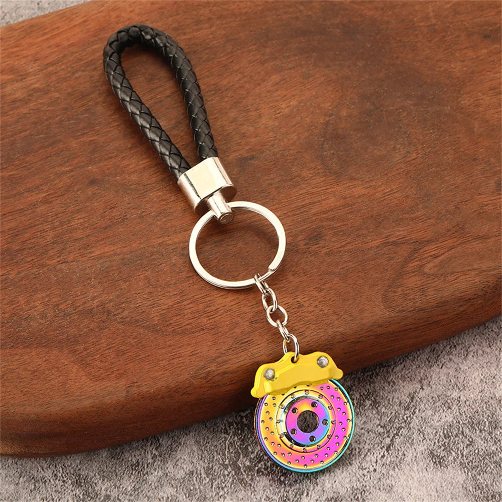 Creative Unique Disc Brake Keychain Wheel Rim Metal Racing Keyring Car Motorcycle Keychain Souvenir Gift Waist Buckle Pendant