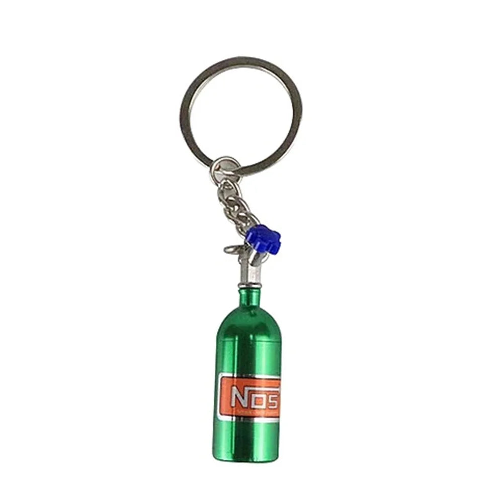 Unique Mini Car Turbo NOS Keychain Nitrogen Bottle Metal Key Ring Stash Pill Box Storage Stylish Car Motorcycle Interior 키링