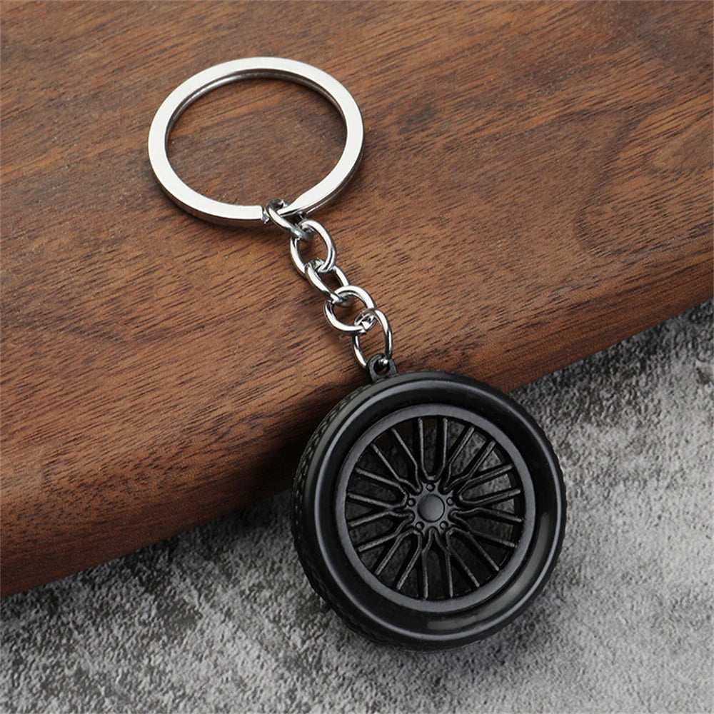 Creative Unique Disc Brake Keychain Wheel Rim Metal Racing Keyring Car Motorcycle Keychain Souvenir Gift Waist Buckle Pendant