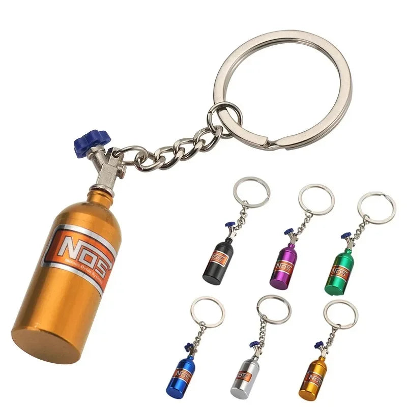 Unique Mini Car Turbo NOS Keychain Nitrogen Bottle Metal Key Ring Stash Pill Box Storage Stylish Car Motorcycle Interior 키링