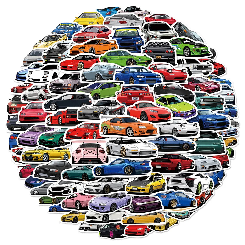 100PCS Small-Size Car Graffiti Stickers - Cartoon JDM Designs for Car, Luggage, Skateboard, Guitar & Computer AnimeWorlds Store