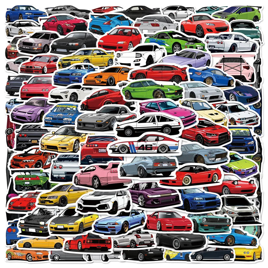 100PCS Small-Size Car Graffiti Stickers - Cartoon JDM Designs for Car, Luggage, Skateboard, Guitar & Computer AnimeWorlds Store