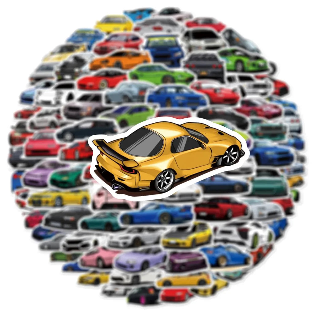 100PCS Small-Size Car Graffiti Stickers - Cartoon JDM Designs for Car, Luggage, Skateboard, Guitar & Computer AnimeWorlds Store