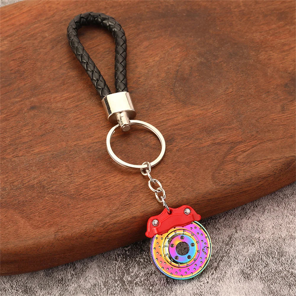 Creative Unique Disc Brake Keychain Wheel Rim Metal Racing Keyring Car Motorcycle Keychain Souvenir Gift Waist Buckle Pendant