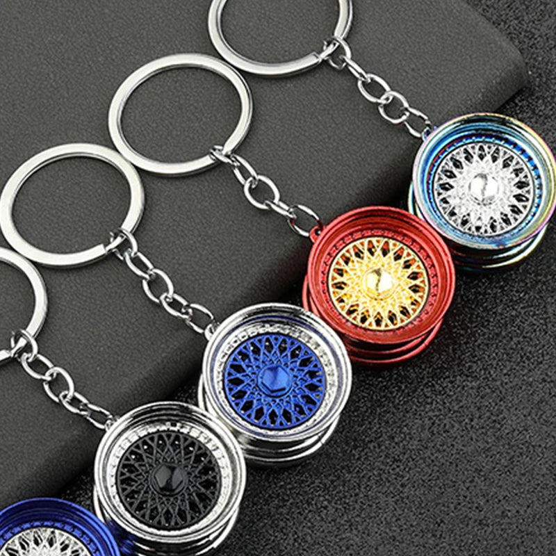 Creative BBS Racing Wheel Keychain Car wheel hub keychain Turbo Hub Brake Disc Pendant Shock Absorber Keys Holder Chain Ring