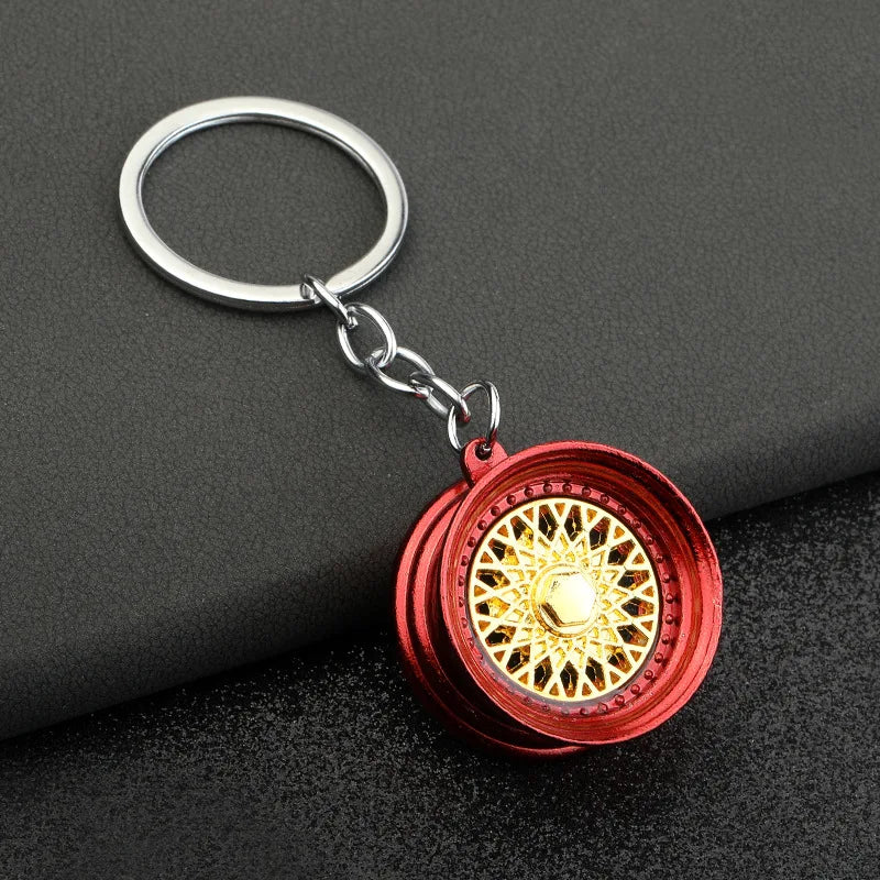 Creative BBS Racing Wheel Keychain Car wheel hub keychain Turbo Hub Brake Disc Pendant Shock Absorber Keys Holder Chain Ring