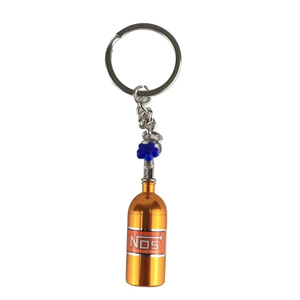 Unique Mini Car Turbo NOS Keychain Nitrogen Bottle Metal Key Ring Stash Pill Box Storage Stylish Car Motorcycle Interior 키링