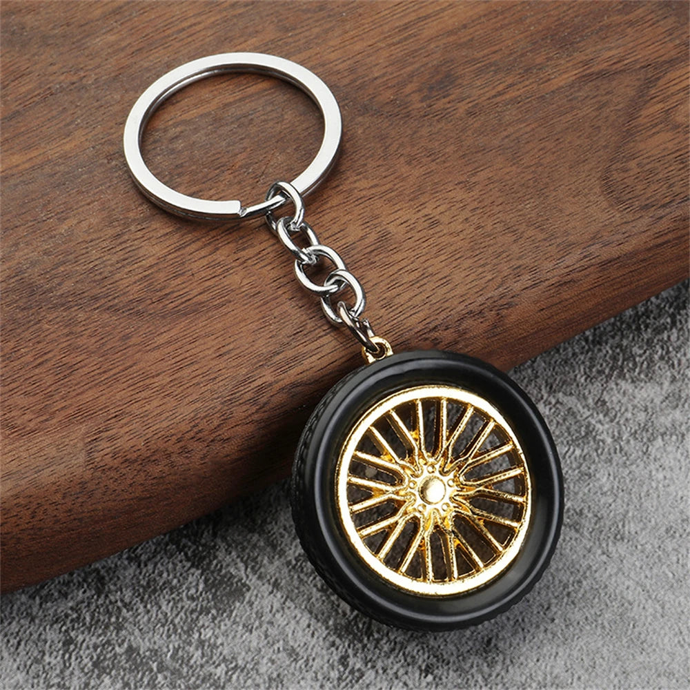 Creative Unique Disc Brake Keychain Wheel Rim Metal Racing Keyring Car Motorcycle Keychain Souvenir Gift Waist Buckle Pendant