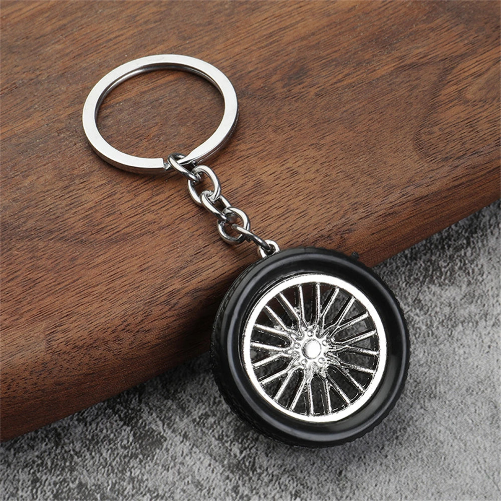 Creative Unique Disc Brake Keychain Wheel Rim Metal Racing Keyring Car Motorcycle Keychain Souvenir Gift Waist Buckle Pendant