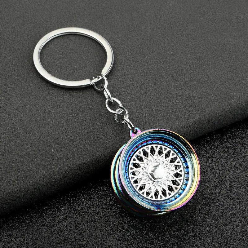 Creative BBS Racing Wheel Keychain Car wheel hub keychain Turbo Hub Brake Disc Pendant Shock Absorber Keys Holder Chain Ring