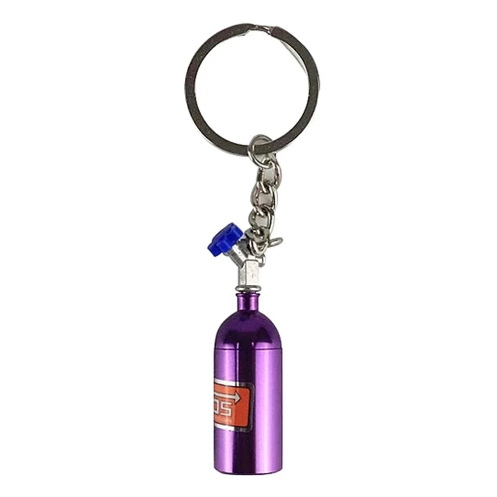 Unique Mini Car Turbo NOS Keychain Nitrogen Bottle Metal Key Ring Stash Pill Box Storage Stylish Car Motorcycle Interior 키링