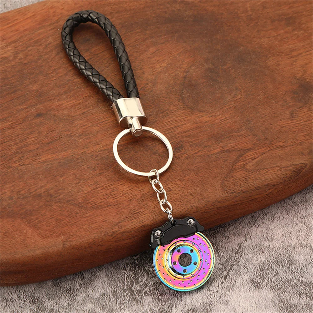 Creative Unique Disc Brake Keychain Wheel Rim Metal Racing Keyring Car Motorcycle Keychain Souvenir Gift Waist Buckle Pendant