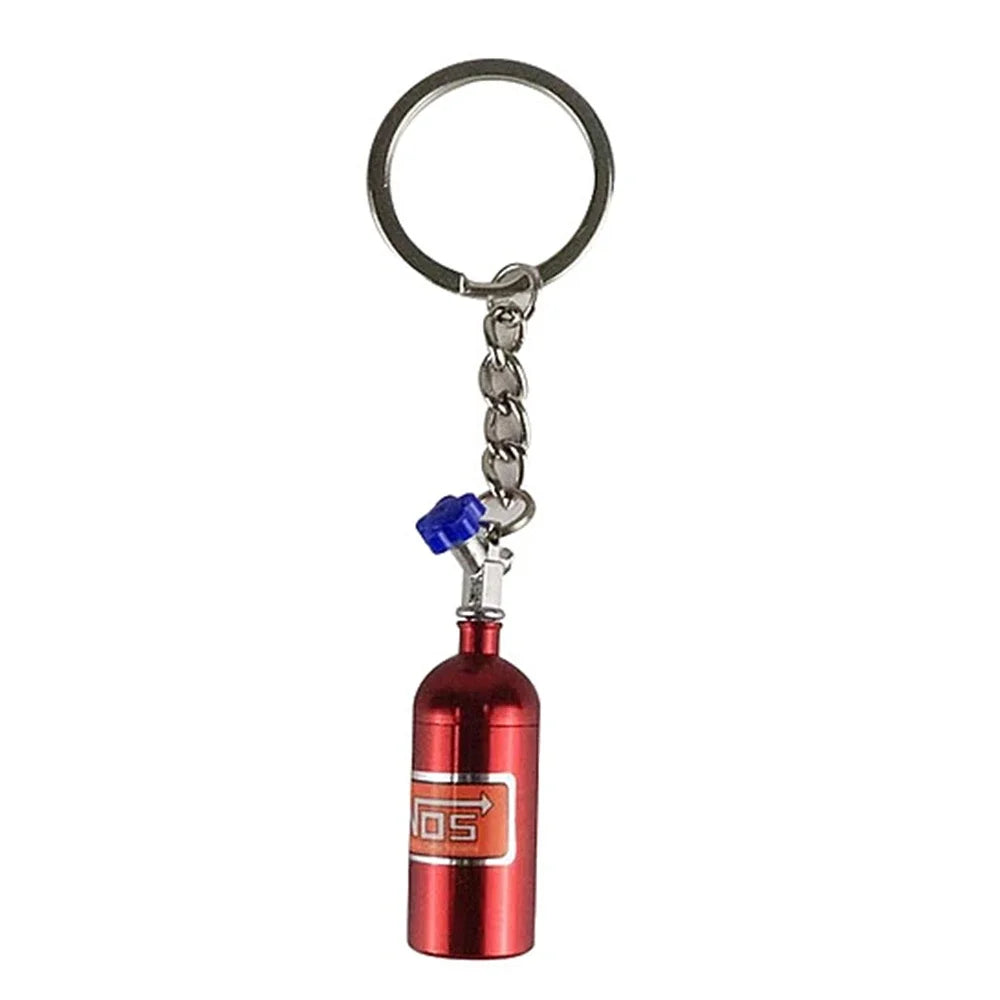 Unique Mini Car Turbo NOS Keychain Nitrogen Bottle Metal Key Ring Stash Pill Box Storage Stylish Car Motorcycle Interior 키링