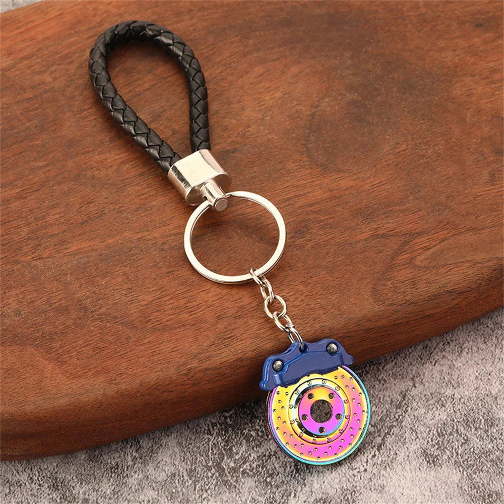 Creative Unique Disc Brake Keychain Wheel Rim Metal Racing Keyring Car Motorcycle Keychain Souvenir Gift Waist Buckle Pendant