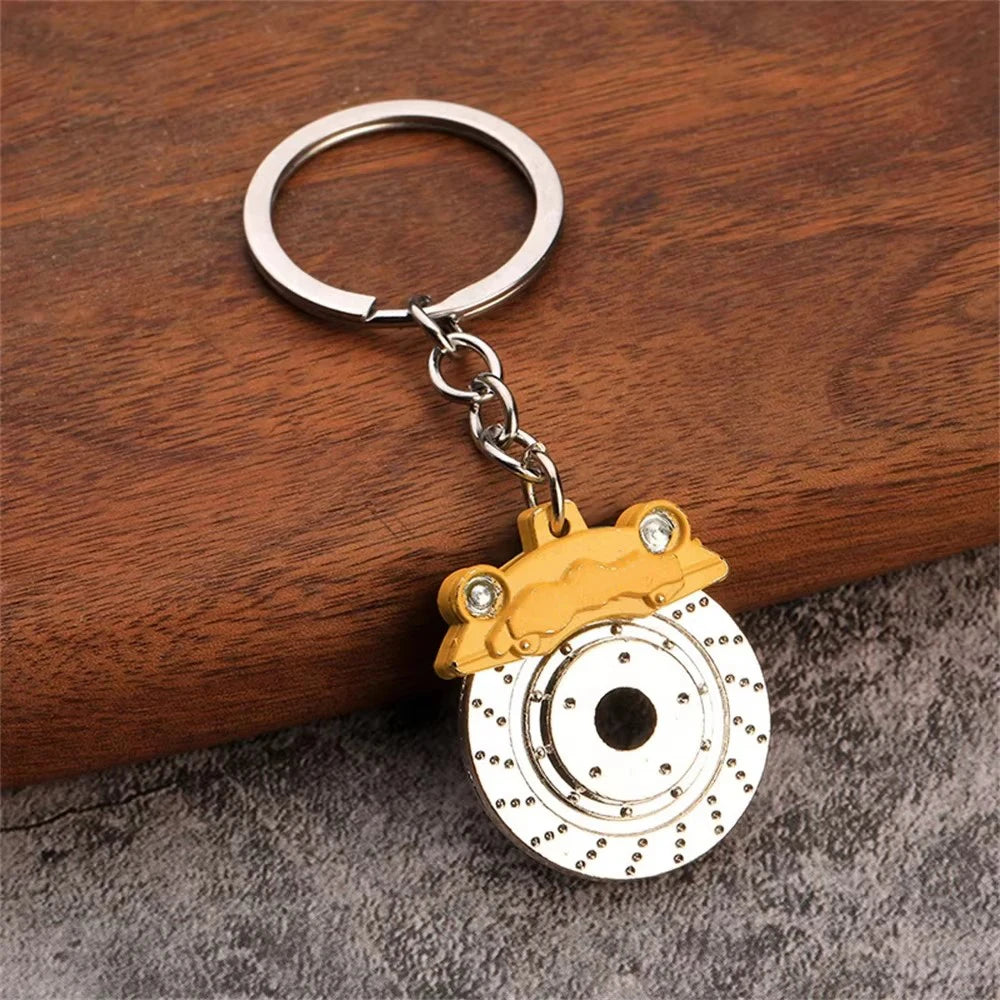 Creative Unique Disc Brake Keychain Wheel Rim Metal Racing Keyring Car Motorcycle Keychain Souvenir Gift Waist Buckle Pendant