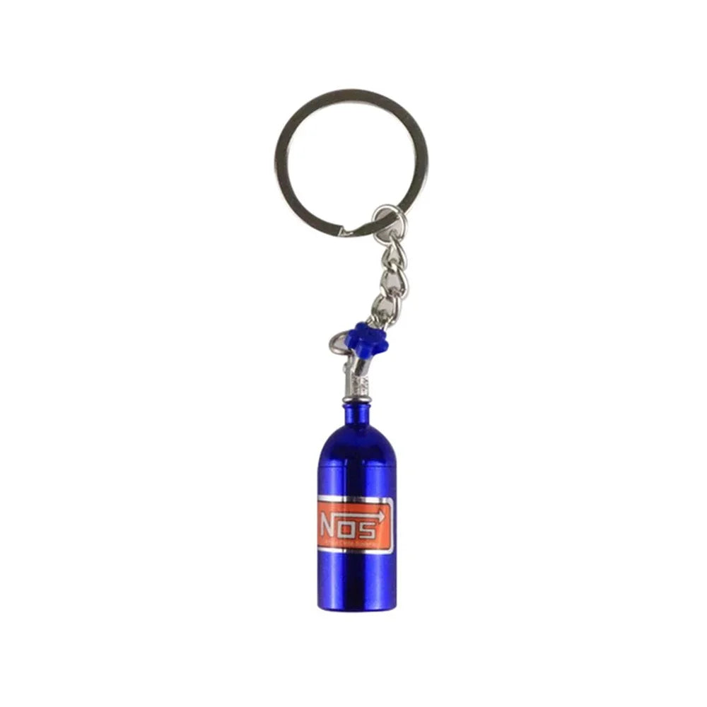Unique Mini Car Turbo NOS Keychain Nitrogen Bottle Metal Key Ring Stash Pill Box Storage Stylish Car Motorcycle Interior 키링