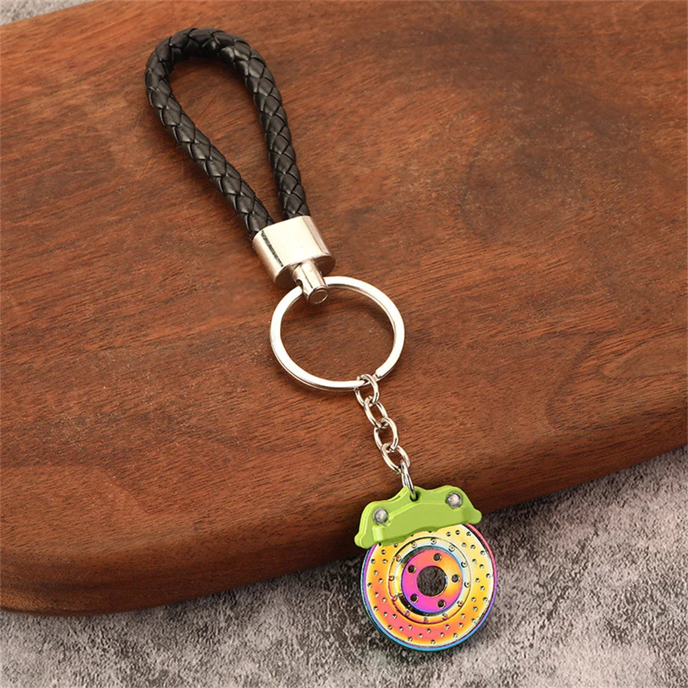 Creative Unique Disc Brake Keychain Wheel Rim Metal Racing Keyring Car Motorcycle Keychain Souvenir Gift Waist Buckle Pendant
