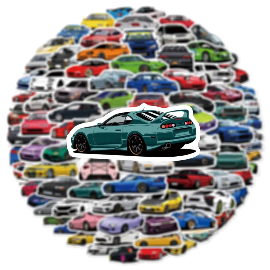 100PCS Small-Size Car Graffiti Stickers - Cartoon JDM Designs for Car, Luggage, Skateboard, Guitar & Computer AnimeWorlds Store