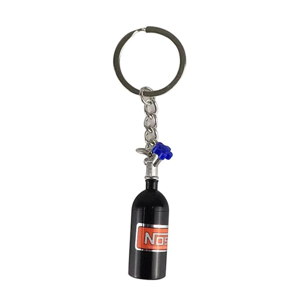 Unique Mini Car Turbo NOS Keychain Nitrogen Bottle Metal Key Ring Stash Pill Box Storage Stylish Car Motorcycle Interior 키링